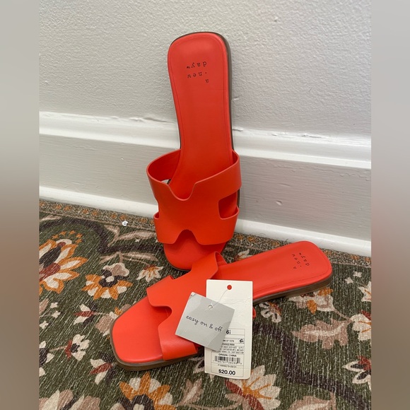 NWT A New Day Nina Slide Sandals in orange size 6.5 - Picture 2 of 5